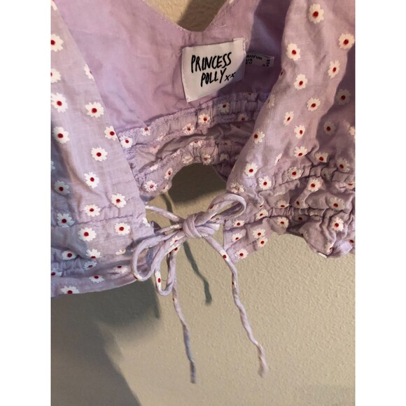 Princess Polly Purple Delilah Floral Front Tie Size 2 - Picture 4 of 7